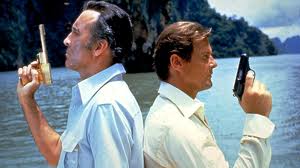 Christopher Lee and Roger Moore as James Bond 007