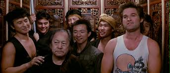 Egg Shen, Jack Burton and a street gang prepare for battle in Big Trouble in LIttle China