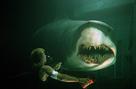 Thomas Jane is attacked by a mako shark in Deep Blue Sea.