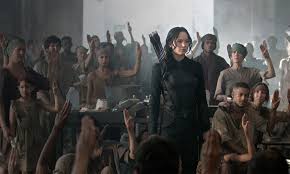 Jennifer Lawrence as Katniss Everdeen in The Hunger Games: Mockingjay Part 1