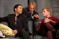 Lenny Kravitz, Woody Harrelson and Josh Hutcherson in The Hunger Games