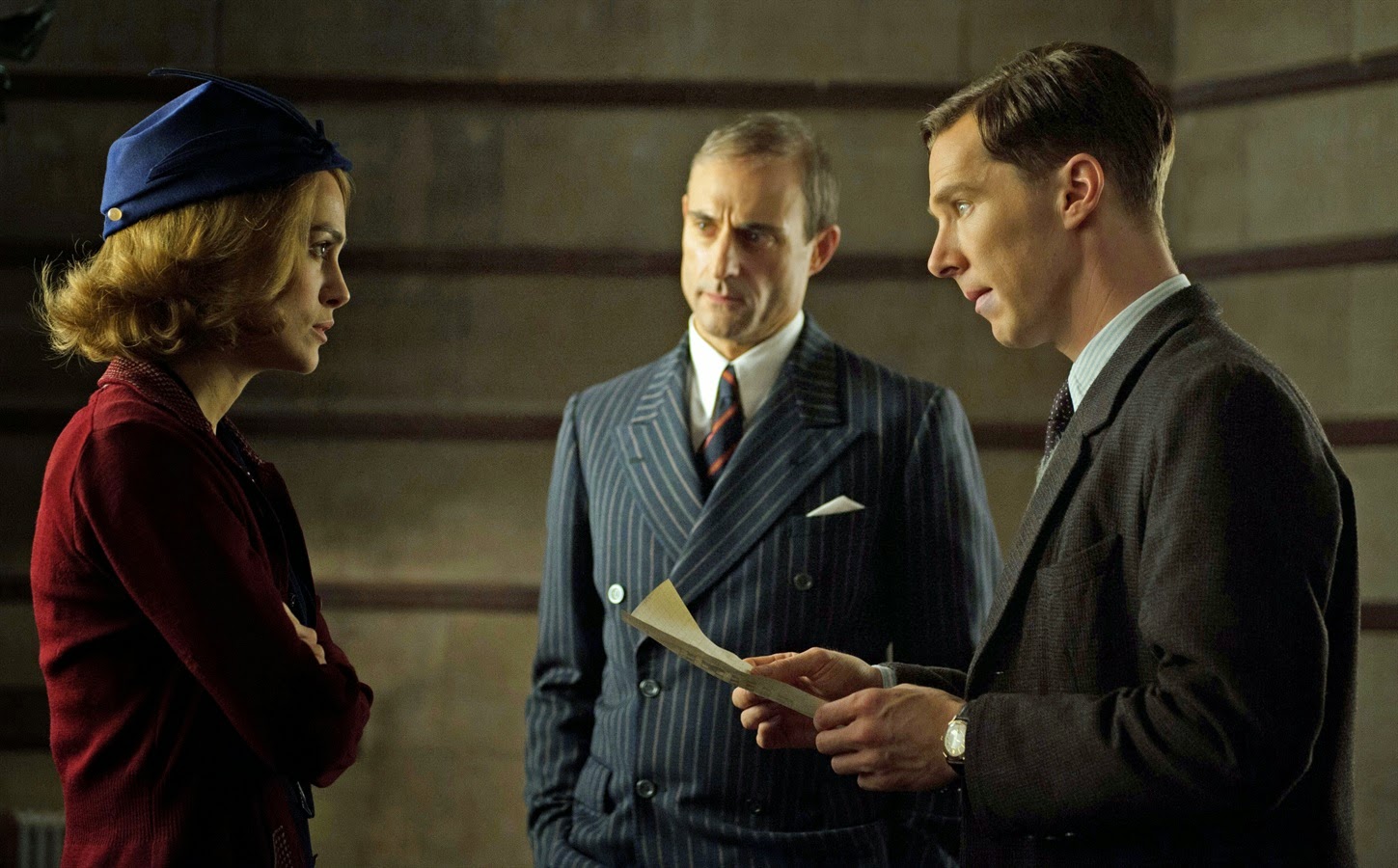 Keira Knightley, Mark Strong and Benedict Cumberbatch in The Imitation Game