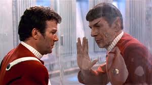 William Shatner and Leonard Nimoy star in Star Trek II: The Wrath of Khan