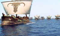 Photo of the Greek fleet journeying to Troy